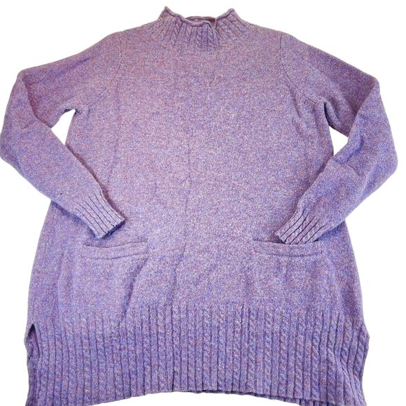 TWO DANES Womens XS Purple Lambswool Long Sleeve Cable Knit Pockets Sweater - Picture 1 of 10